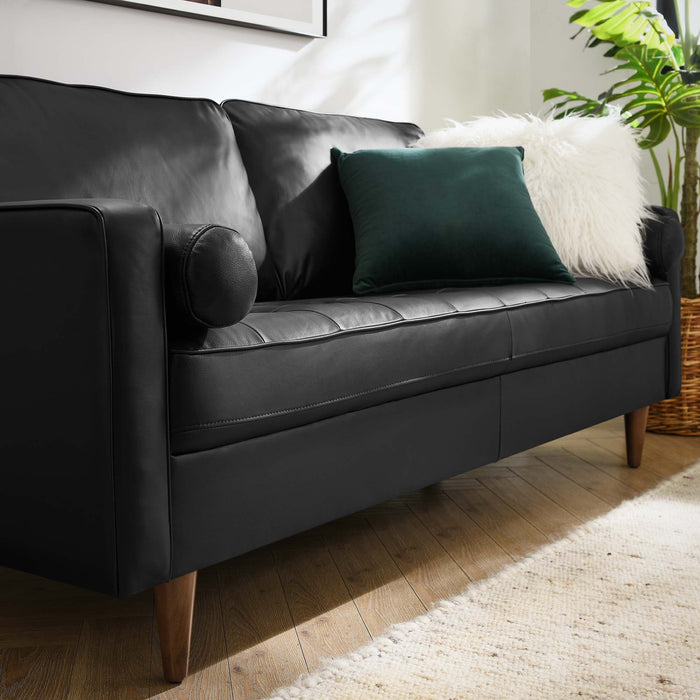 Valour Leather Sofa Black