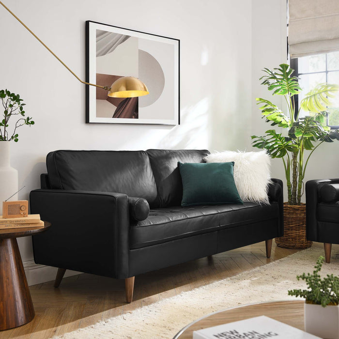 Valour Leather Sofa Black