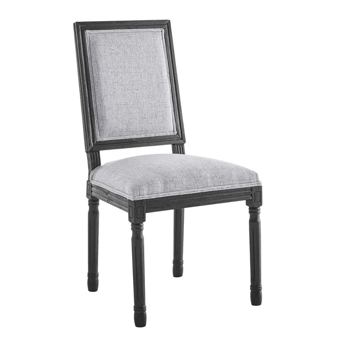 Modway Court French Vintage Upholstered Fabric Dining Side Chair in Blue - Side View