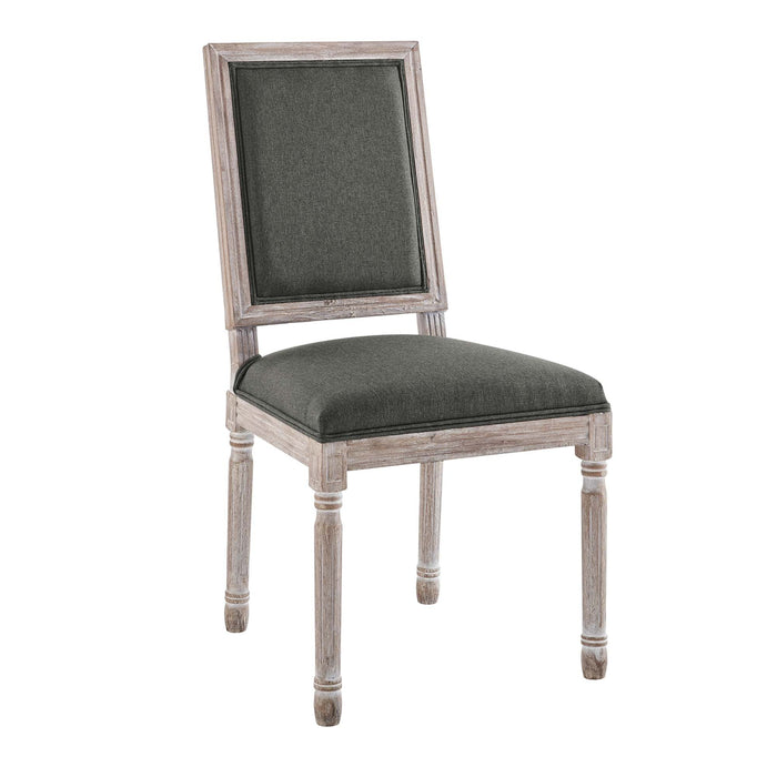 Modway Court French Vintage Upholstered Fabric Dining Side Chair in Blue
