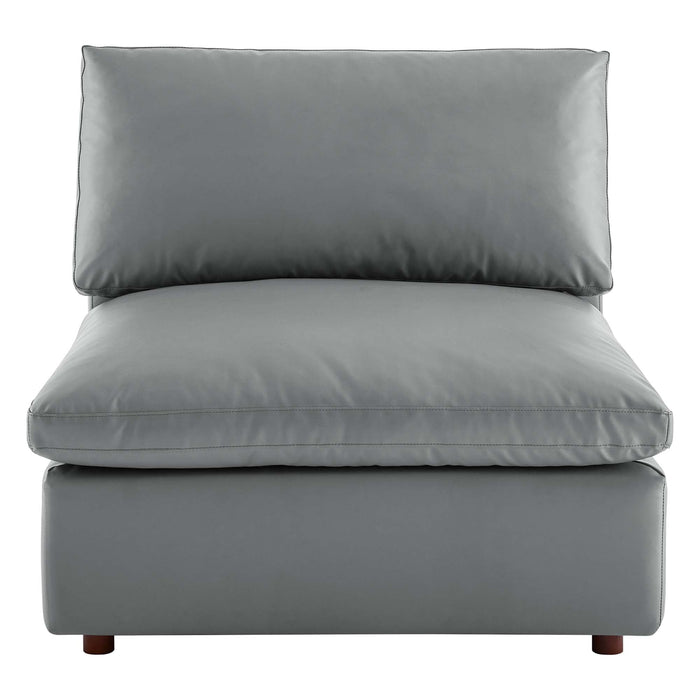 Commix Down Filled Overstuffed Vegan Leather Armless Chair - view 7