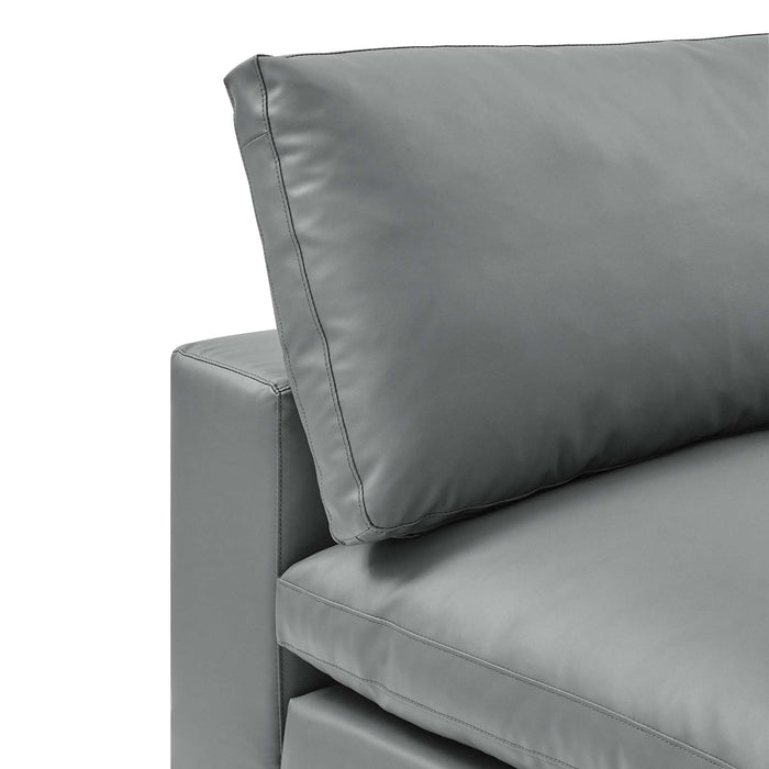 Commix Down Filled Overstuffed Vegan Leather Armless Chair - view 8