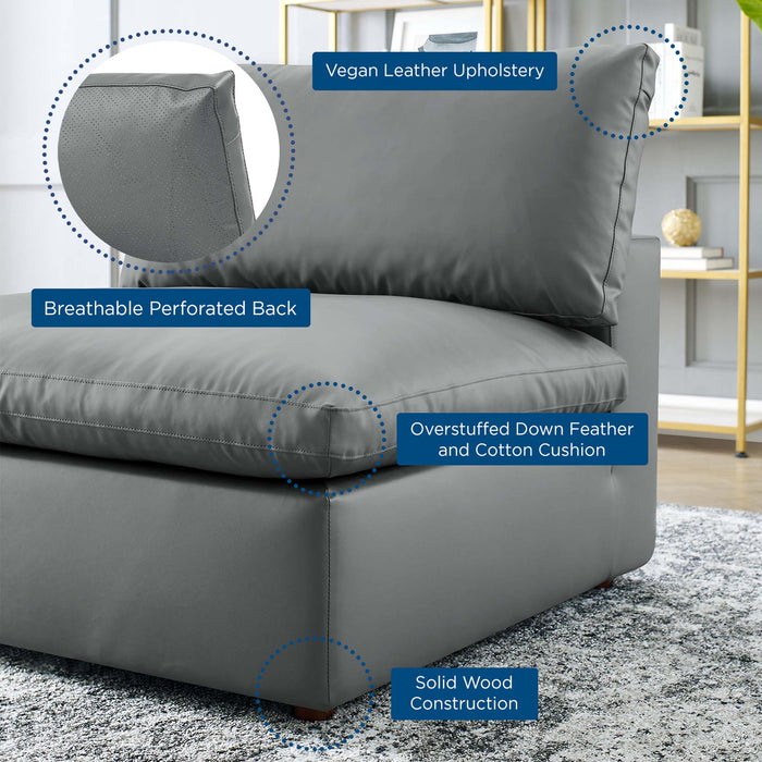 Commix Down Filled Overstuffed Vegan Leather Armless Chair - in lifestyle setting