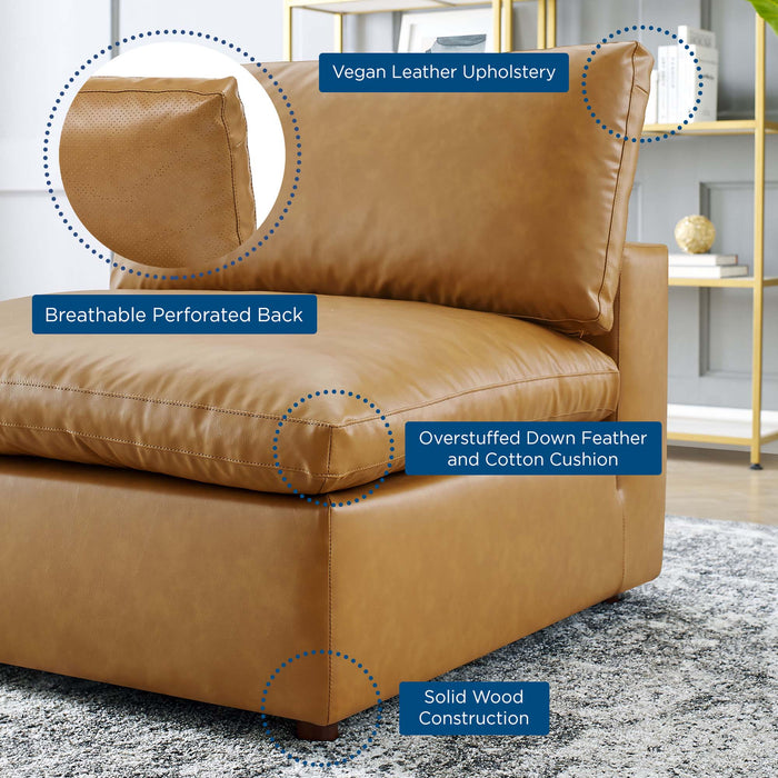 Commix Down Filled Overstuffed Vegan Leather Armless Chair - view 12