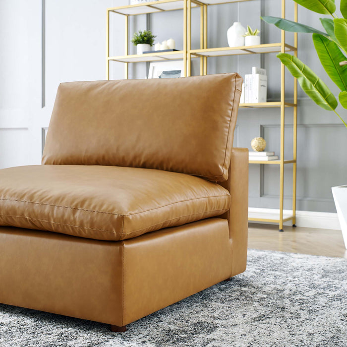 Commix Down Filled Overstuffed Vegan Leather Armless Chair - view 11