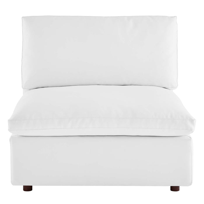 Commix Down Filled Overstuffed Vegan Leather Armless Chair - view 23