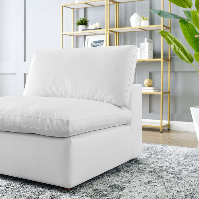 Commix Down Filled Overstuffed Vegan Leather Armless Chair - view 19
