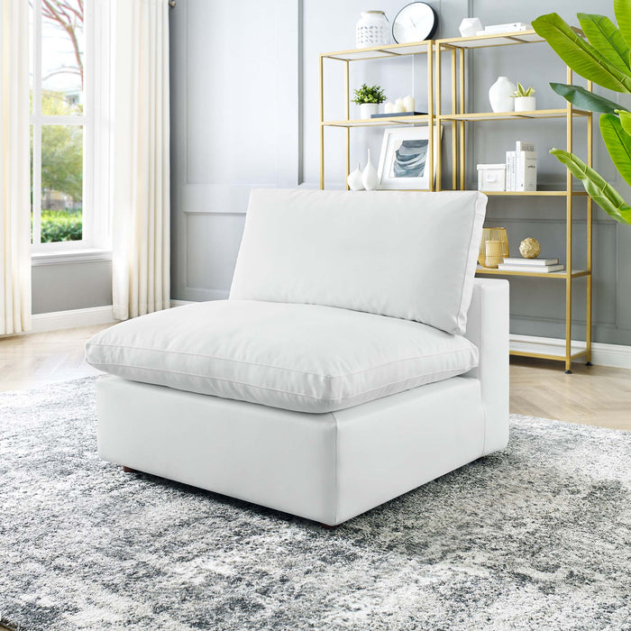 Commix Down Filled Overstuffed Vegan Leather Armless Chair - view 17