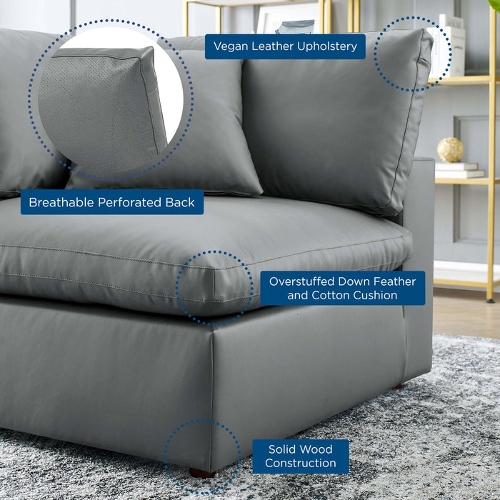 Commix Down Filled Overstuffed Vegan Leather Corner Chair Gray
