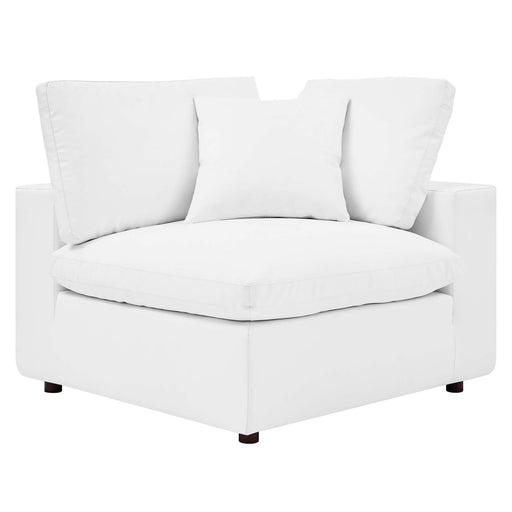 Commix Down Filled Overstuffed Vegan Leather Corner Chair White