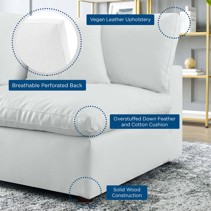 Commix Down Filled Overstuffed Vegan Leather Corner Chair White