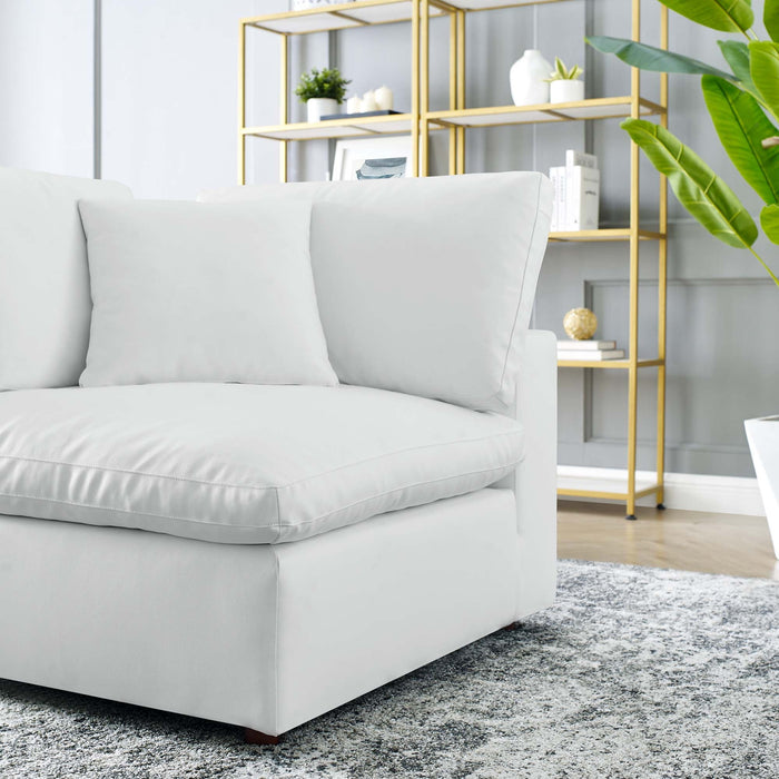 Commix Down Filled Overstuffed Vegan Leather Corner Chair White