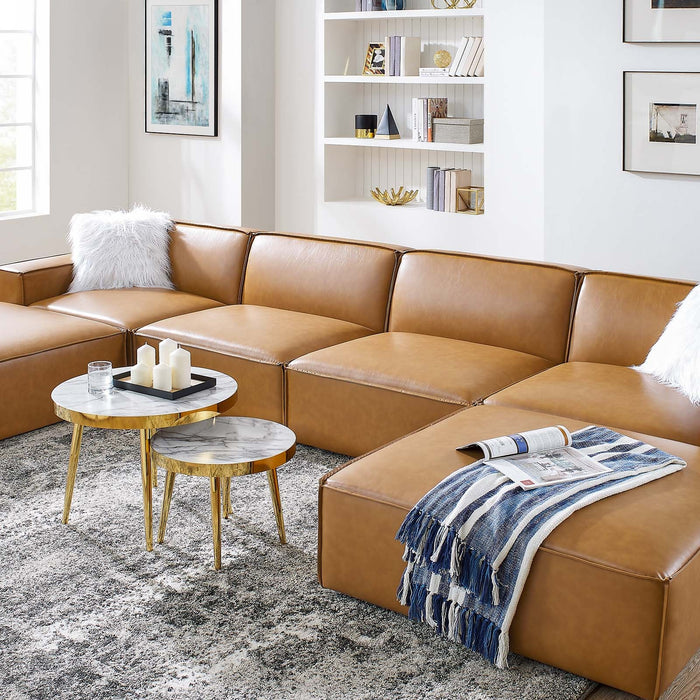 Restore Vegan Leather 6-Piece Modular Sectional Sofa with Luxe Comfort and Elegant Design Features