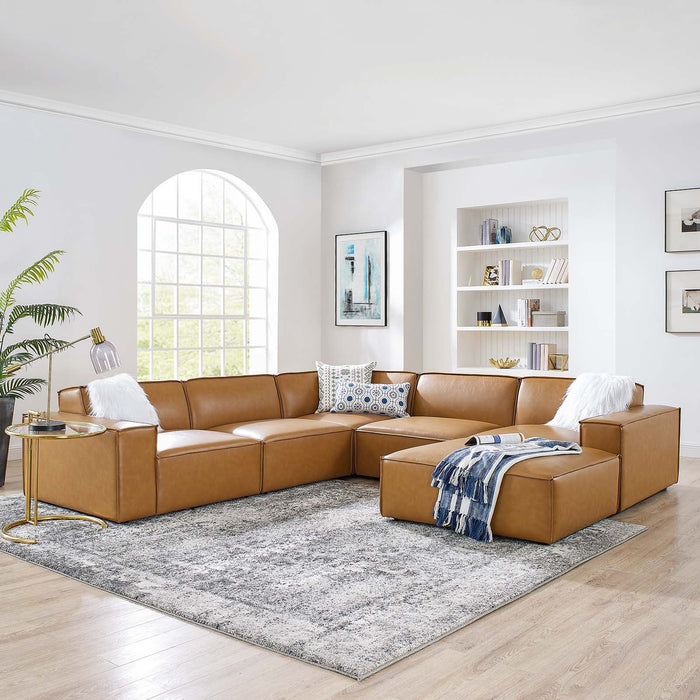 Restore Vegan Leather 6-Piece Modular Sectional Sofa with Luxurious Comfort and Elegant Design