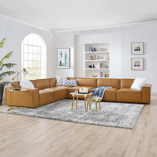 Restore 6-Piece Vegan Leather Sectional Sofa by Modway - front view