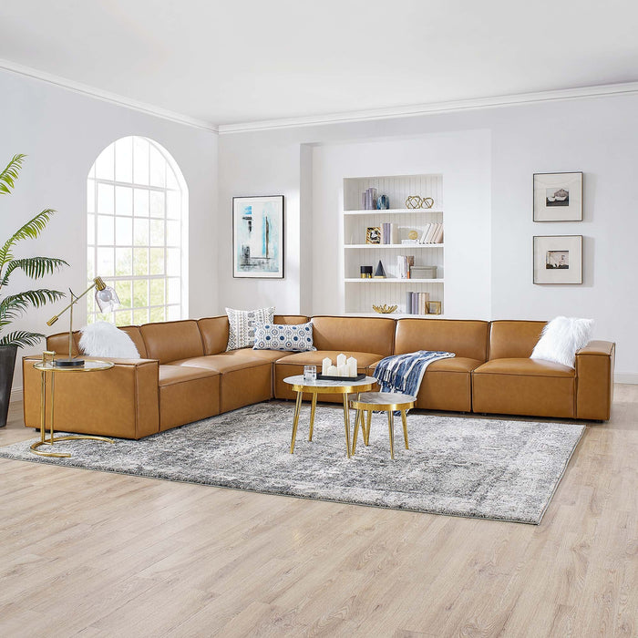Restore 6-Piece Vegan Leather Sectional Sofa by Modway - front view