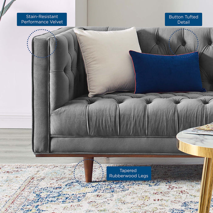 Elation Tufted Performance Velvet Sofa - detail close-up