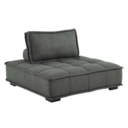 Modway Saunter Tufted Fabric Armless Chair Living Room Furniture in Blue