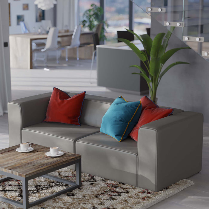 Mingle Vegan Leather 2-Piece Sectional Sofa Loveseat - in lifestyle setting