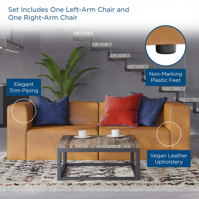 Mingle Vegan Leather 2-Piece Sectional Sofa Loveseat - view 13