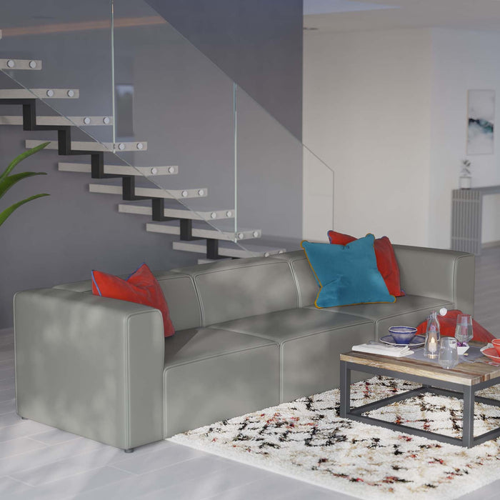 Mingle Vegan Leather Sectional Sofa - Stylish, Comfortable 3-Piece Design for Modern Living Spaces