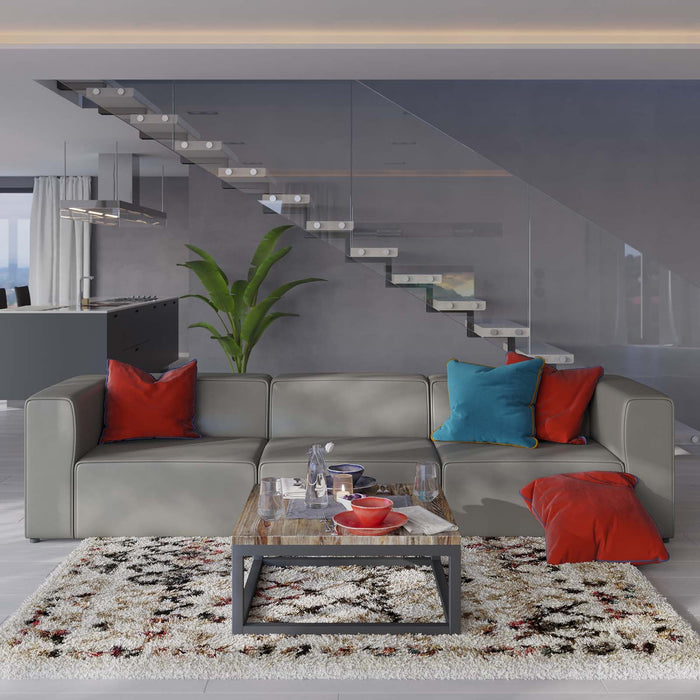 Mingle Vegan Leather Sectional Sofa - Stylish, Comfortable 3-Piece Design for Modern Living Spaces