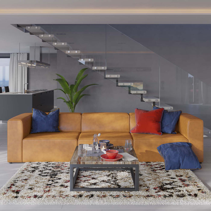 Mingle Vegan Leather Sectional Sofa - Stylish, Comfortable 3-Piece Design for Modern Living Spaces