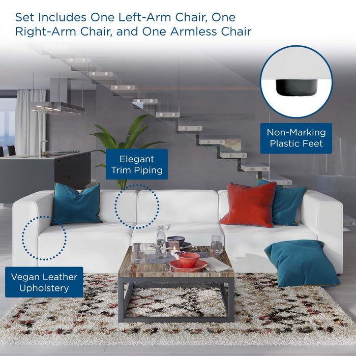 Mingle Vegan Leather Sectional Sofa - Stylish, Comfortable 3-Piece Design for Modern Living Spaces