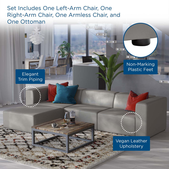 Mingle Vegan Leather Sofa and Ottoman Set - Stylish Modern Seating for Contemporary Living Spaces