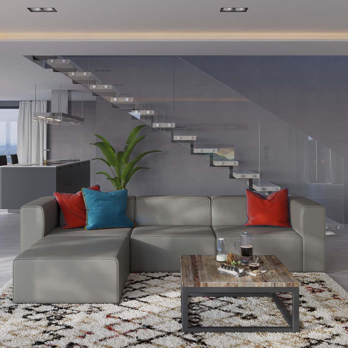 Mingle Vegan Leather Sofa and Ottoman Set - Stylish Modern Seating for Contemporary Living Spaces