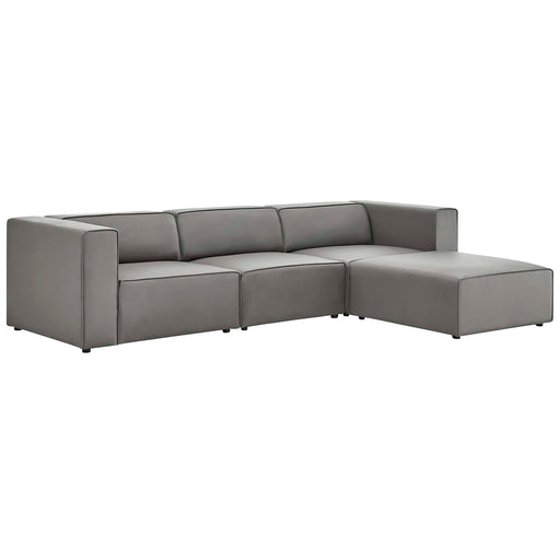 Mingle Vegan Leather Sofa and Ottoman Set Gray EEI-4790-GRY