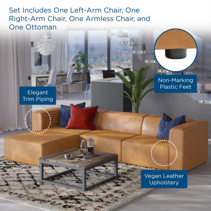Mingle Vegan Leather Sofa and Ottoman Set - Stylish Modern Seating for Contemporary Living Spaces