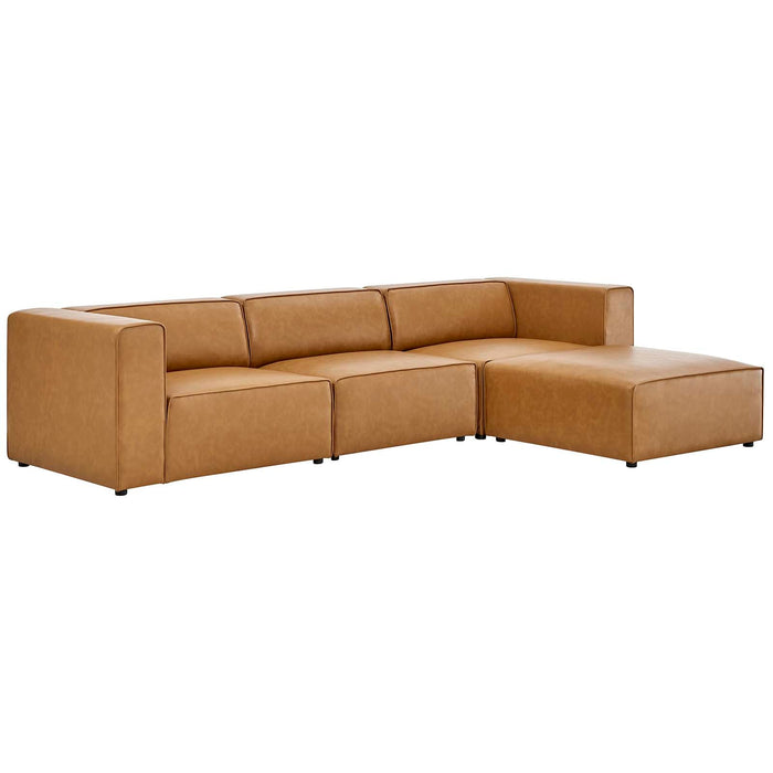Mingle Vegan Leather Sofa and Ottoman Set - Stylish Modern Seating for Contemporary Living Spaces