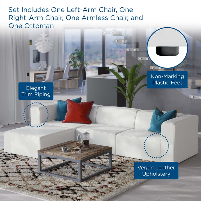 Mingle Vegan Leather Sofa and Ottoman Set - Stylish Modern Seating for Contemporary Living Spaces