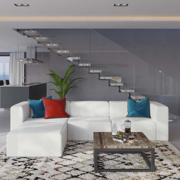 Mingle Vegan Leather Sofa and Ottoman Set - Stylish Modern Seating for Contemporary Living Spaces