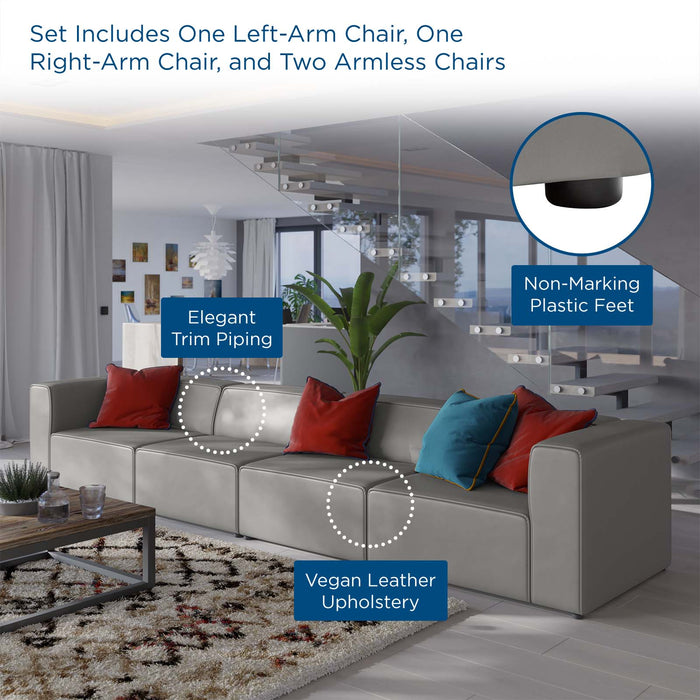 Mingle Vegan Leather 4-Piece Sectional Sofa - Stylish, Comfortable Seating for Modern Living Spaces