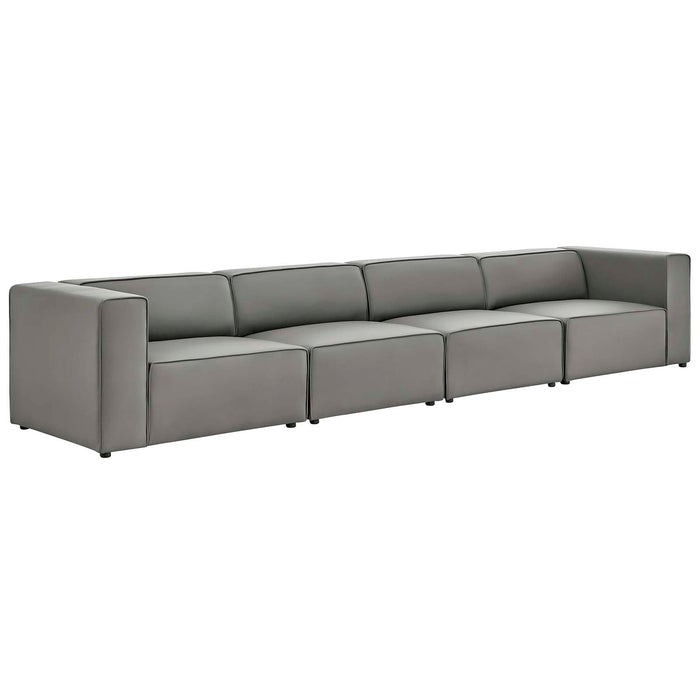 Mingle Vegan Leather 4-Piece Sectional Sofa Gray EEI-4793-GRY