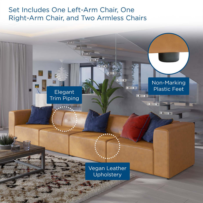Mingle Vegan Leather 4-Piece Sectional Sofa - Stylish, Comfortable Seating for Modern Living Spaces