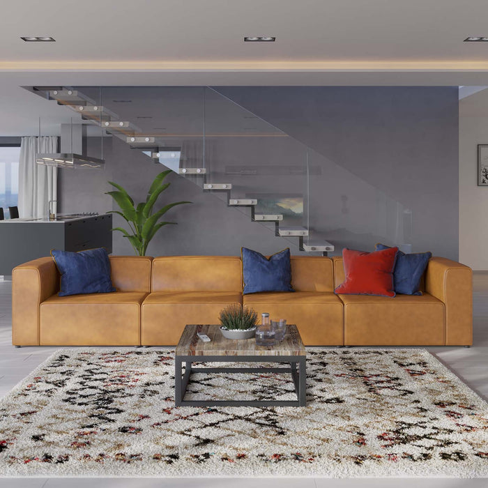 Mingle Vegan Leather 4-Piece Sectional Sofa - Stylish, Comfortable Seating for Modern Living Spaces