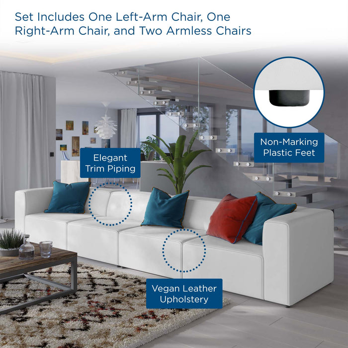 Mingle Vegan Leather 4-Piece Sectional Sofa - Stylish, Comfortable Seating for Modern Living Spaces