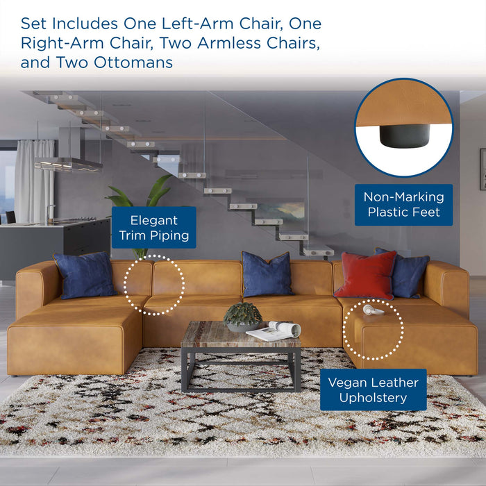 Mingle Vegan Leather 4-Piece Sofa and 2 Ottomans Set by Modway - detail close-up