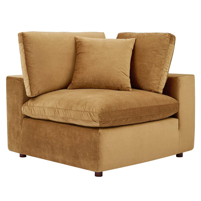 Commix Down Filled Loveseat - Luxurious Performance Velvet, Overstuffed Comfort for Modern Living Rooms