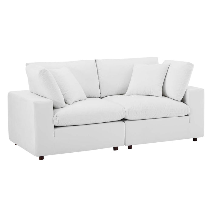 Commix Down Filled Loveseat - Luxurious Performance Velvet, Overstuffed Comfort for Modern Living Rooms