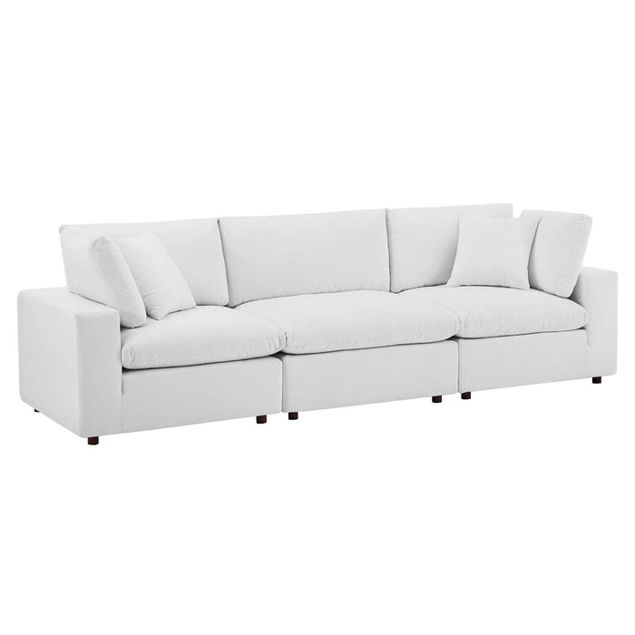 Commix Plush Down Filled Overstuffed Performance Velvet Sofa for Cozy Modern Living Room Style
