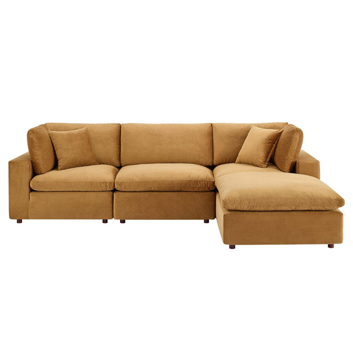 Commix Overstuffed Performance Velvet Sectional Sofa - Luxurious Comfort for Modern Living Spaces