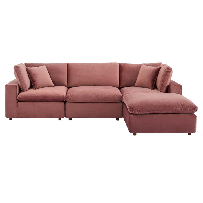 Commix Overstuffed Performance Velvet Sectional Sofa - Luxurious Comfort for Modern Living Spaces