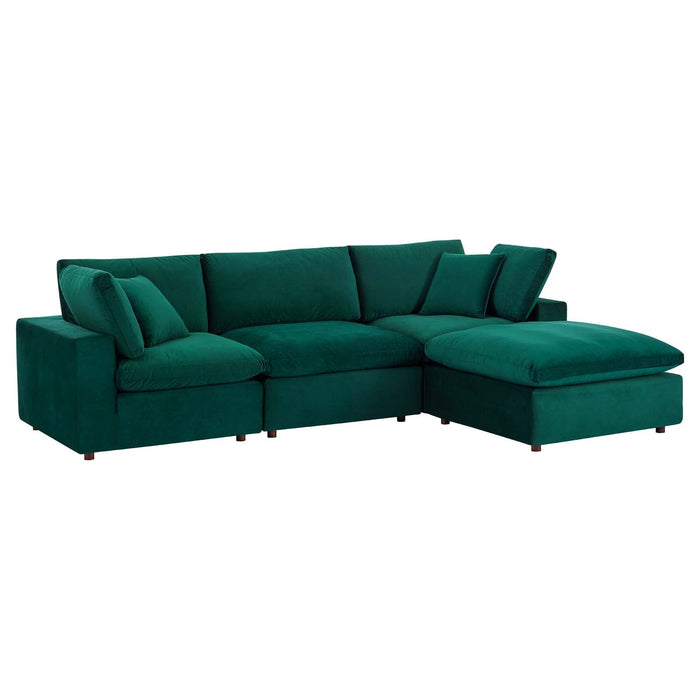 Commix Overstuffed Performance Velvet Sectional Sofa - Luxurious Comfort for Modern Living Spaces