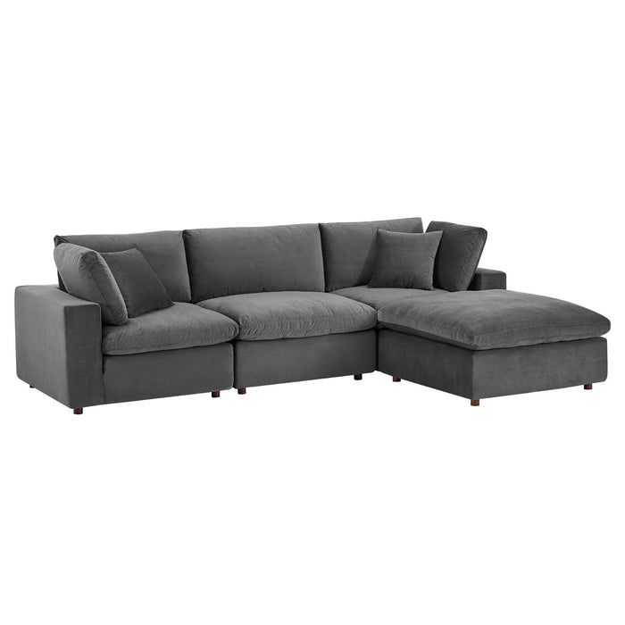 Commix Overstuffed Performance Velvet Sectional Sofa - Luxurious Comfort for Modern Living Spaces