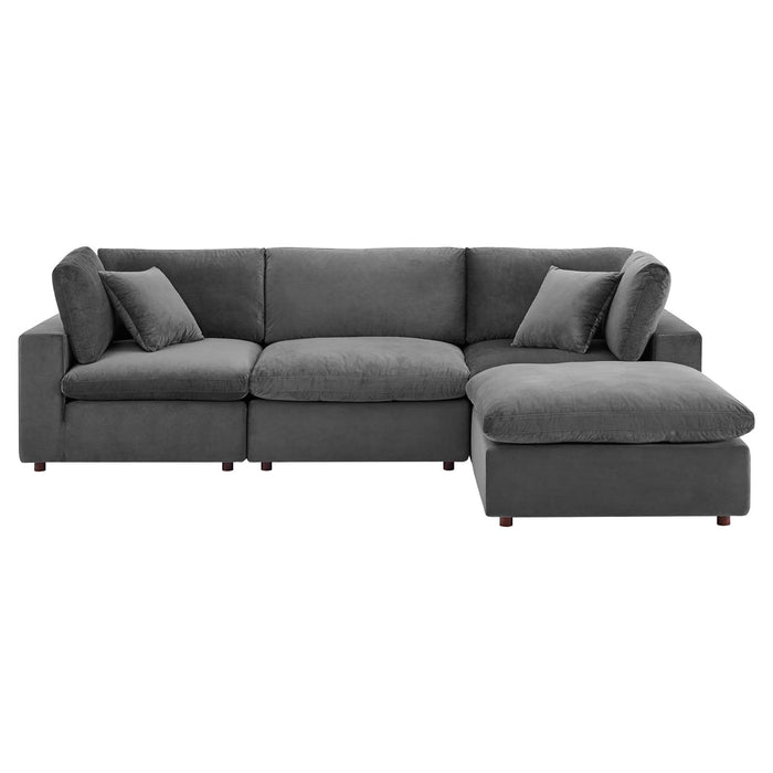 Commix Overstuffed Performance Velvet Sectional Sofa - Luxurious Comfort for Modern Living Spaces