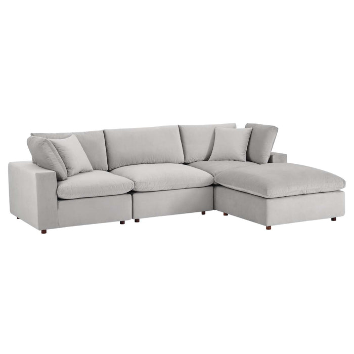 Commix Overstuffed Performance Velvet Sectional Sofa - Luxurious Comfort for Modern Living Spaces